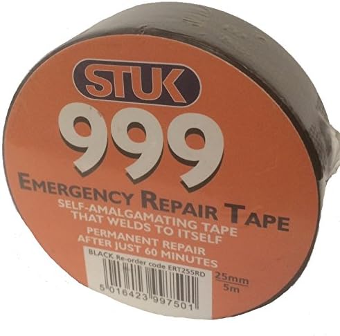 STUKERT255RD 999 Emergency Repair Tape, Black Amalgamating, 25mm5m