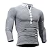 Produktbild T Shirts Männer Herren DAY.LIN Männer Frühling Herbst Baumwolle T-shirt Männer Einfarbig T-shirt Langarm Top Herren Einfarbig Casual Top (Grau, 2XL=EUL)