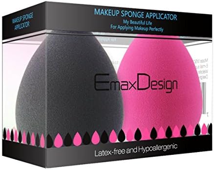 EmaxDesign 2 Piece Makeup Blender Sponge Set, Foundation Blending Blush Concealer Eye Face Powder Cream Cosmetics Makeup Sponges. latex free, non-allergenic and odour free.