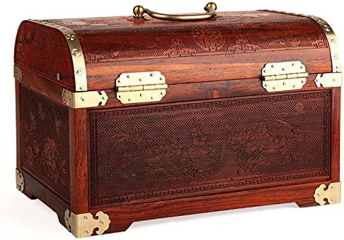 GFEI Code lock, jewelry box, red wood, Chinese antique decorative arts and crafts box / wooden chest with 26*18*16.5cm