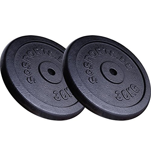 ScSPORTS 60 kg Hantelscheiben-Set Gusseisen 2 x 30 kg Gewichte 30/31 mm Bohrung
