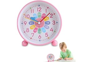 DASIAUTOEM Sveglia per Bambini, Ragazzi Ragazze Comodino Analogica Sveglia Sveglia Bambini, Sveglia Educativa, 11,2 cm Sveglia Senza Ticchettio Comodino Camera da Letto per Ragazzi e Ragazze (Rosa)