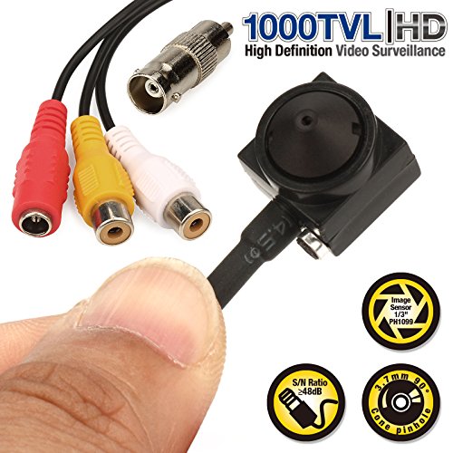 Preisvergleich Produktbild Mini-Überwachungskamera 1000 TVL, HD, mit verstecktem Audio-Pinnloch, Video