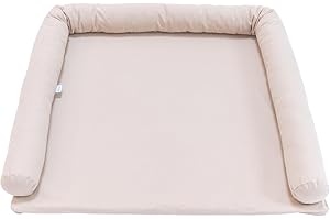 LIMMALAND Wickelauflage 76 × 79 cm mit Wickeltischumrandung – aus 100% Baumwolle, waschbar, sanfter Liegekomfort (Pure Beige)