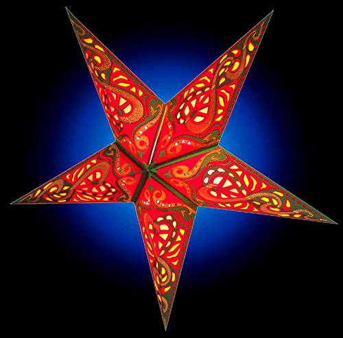 Weihnachtsstern / Papierstern Lampenschirme mit funkelnden dekorativen Designs in Handarbeit ANTARES – Rot - 3