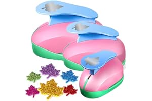 Punch Set VSREI Maple Leaf Shaped Punch Pattern for Crafts, Scrapbooking, Photos, Greeting Cards, 9mm, 16mm, 25mm, Maple Leaf Paper Punch (Random Color)