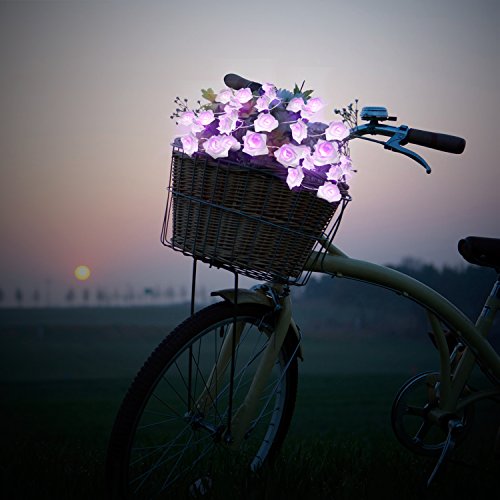 Denknova®LED Lichterkette, Rusee 20 LED Rosen Lichterkette Batteriebetrieben Innen Im Freien Beleuchtung für Garten Rasen Bar Verein Hochzeit Valentinstag Weihnachten Schlafzimmer Innendekoration (20 LEDs, lila) - 7