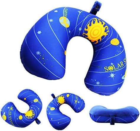 U-shaped portable aerated neck pillow soft neck support for travel home outdoor office use(Blue)