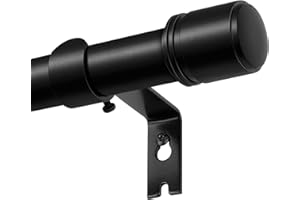 HOTOZON Barra Cortinas Negra 80-148 cm, Barras de Cortina Extensibles de 25 mm para Ventanas, Barra Cortina Decorativas con Remates con Tapón para Dormitorio, Salón