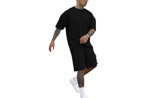 Fastkoala Herren Trainingsanzug Outfit Set Zweiteiler Rundhal Anzüge Jogginganzüge Sommer 2 Teiler
