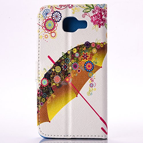 Samsung Galaxy A3 ( 2016 ) Schutzhülle Leder Hülle, Alfort 3 in 1 Flip Wallet Fashion Design Dual Use Falten Premium PU Leder Tasche Case Cover Flip Mappen Kasten Abdeckung für Samsung Galaxy A3 / SM-A310F ( 2016 ) 4.7″ Smartphone Funktion Unterstützte Telefone mit Bunte Regenschirme ( Farbe ) + Netter Staub Stecker + Kristall Stylus Stift - 5