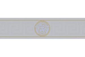 A.S. Création Livingwalls Versace Design Bordüre Gold mit Logo - Grafikmuster Metallic geometrisch Borte 5,00 m x 0,13 m - Made in Germany