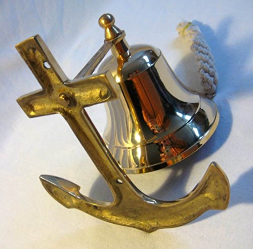 Schiffsglocke aus Messing mit Halterung, Bändsel – Glocke 7,5 cm, Gewicht 400 g - 4