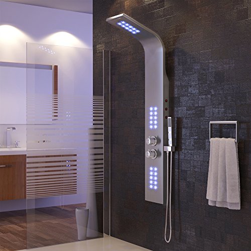 Duschpaneel LED inkl. Thermostat Armatur Regendusche Duscharmatur Wasserfall Duschsäule - 8