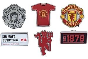 FOCO Officially Licensed Manchester United FC 6pc Badge Set | Official Football Club Merchandise | Collectible Enamel Pin & Crest Badges | Gift for Manchester United Fans & Football Supporters