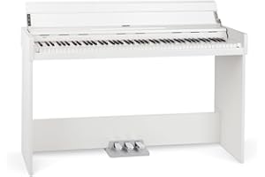 FunKey DP-1088 WM Pianoforte digitale sottile - 88 tasti sensibili alla velocità e 3 pedali - 20 suoni - Altoparlanti stereo integrati e 2 prese per cuffie - Finitura bianco opaca
