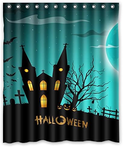 Custom Happy Halloween Design Waterproof Polyester Fabric Bathroom Shower Curtain 60 inch x 72 inch,about 152cm x 183cm