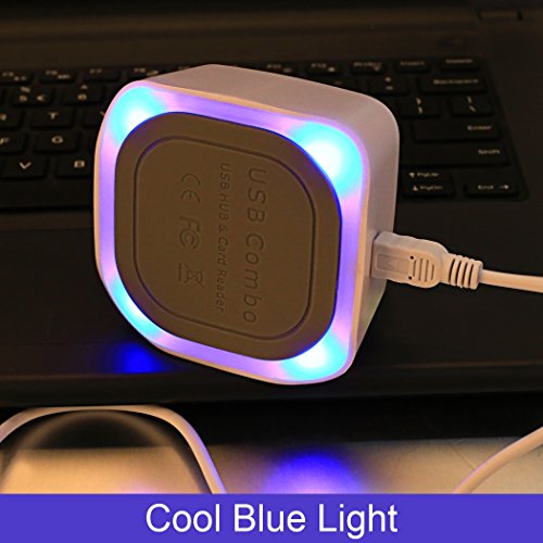 MOKE Neue 3-Port USB 2.0 Hub & Multiple Kartenleser für M2 / MS / TF / SD mit LED-Licht - 6