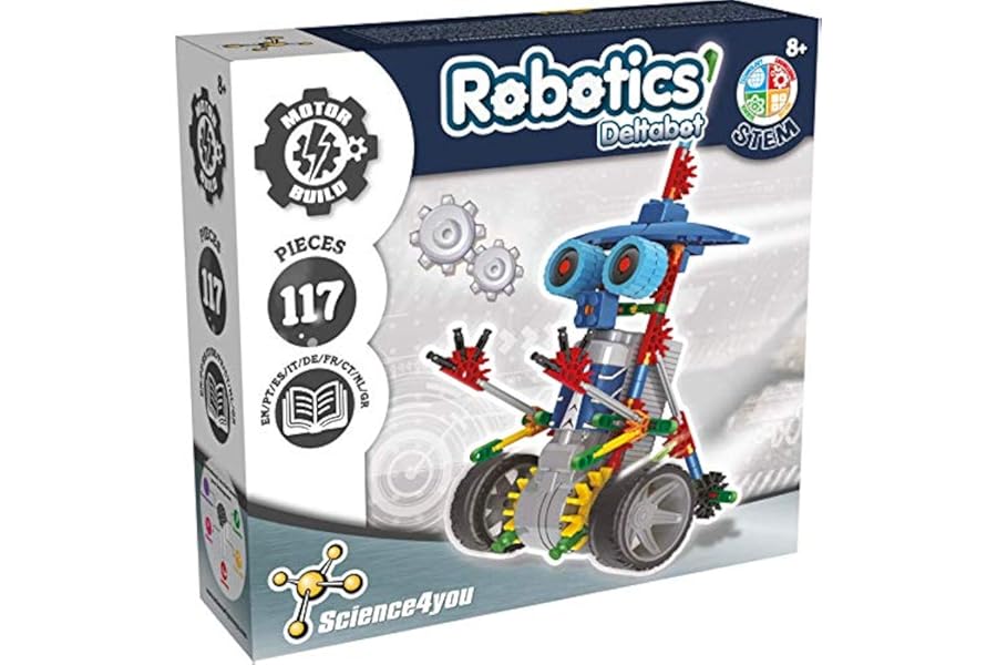 Science4you Robotics Deltabot - Robot Building Toy for Kids Age 8-14, Kit with 117 pieces to Build Your Own Robot and Make it Move, Science Kit and STEM Toy for Kids 8+ years old