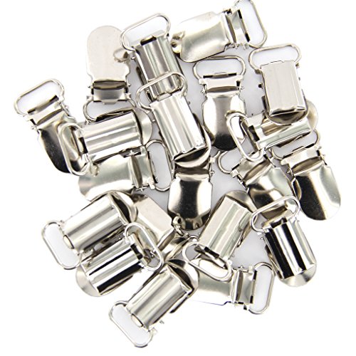Preisvergleich Produktbild 20 Stück Gurtband Haken Schnuller Hosenträger befestigt Silber (16 mm)