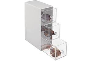 mDesign Caja para gafas de sol – Cajoneras de plástico para lentes con 3 cajones – Organizador de armarios para gafas, gafas de sol y gafas de lectura