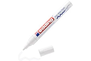 edding 750 gloss paint marker - white - 1 paint marker - round nib 2-4 mm - paint pen for glass, pebbles, wood, plastic, paper - waterproof, high coverage