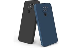 Yisica 2 Pack Funda para Xiaomi Redmi Note 9, Nueva Funda Protectora de Silicona Líquida Suave Carcasa Anti-Choques y Anti- Arañazos Compatible con Xiaomi Redmi Note 9 Funda (Negro+Azul Marino)