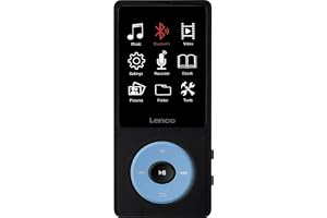 Lenco Xemio-860BU Bluetooth 5.3 MP3-spelare 8 GB - 2,4 tum TFT LCD-skärm - 18 timmars batteri - röstinspelning - Micro SD upp till