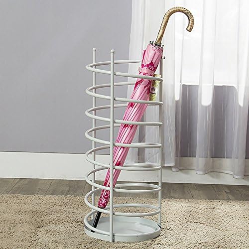 WSSF- European Umbrella Stands Iron Art Umbrella Bucket With Drip Tray Creative Canes/Walking Sticks Stand Storage Holder Rack Hotel Lobby Household Umbrella Shelf Color,Size Optional ( Color : White , Size : 60*20cm )