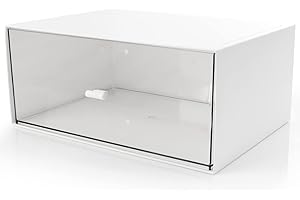 HCLRW Desktop Drawer Organizer, Stackable Storage Drawers, Plastic White Desk Organizers Great for Makeup Storage Bathroom Organization Accessories Etc - Large 1 Drawers (White)