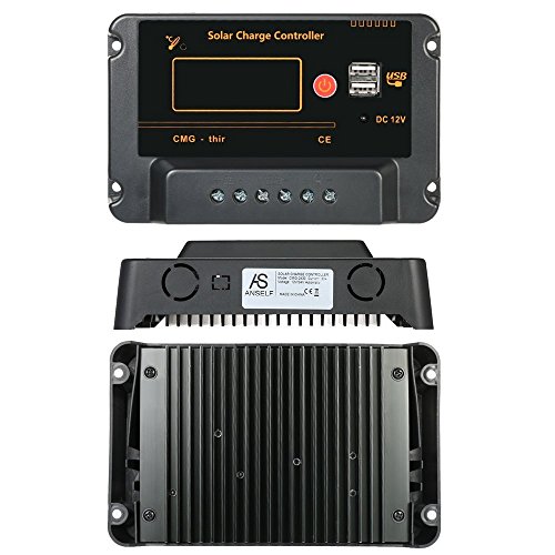 Anself Solar Panel Regler Laderegler 12V/24V 30A PWM mit 2 USB und LCD Display - 4