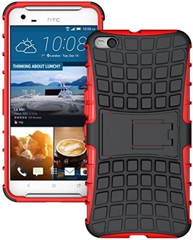 DBIT HTC X9 Case, High Quality Slim Soft TPU and PC Rugged Durable Protective Case Cover with Kickstand for HTC One X9,Red