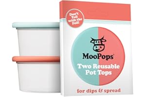 MOOPOPS - Dip & Spread Tops. 2 reusable silicone tops specifically designed to fit standard pots for dips and spread. (Peach and Aqua)