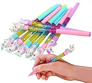 RAHI INDIA Pack of 12 Unicorn Colorful Pens for Kids - Unicorn Tops, Multi-color, Birthday Party Return Gifts For Boys & Girls