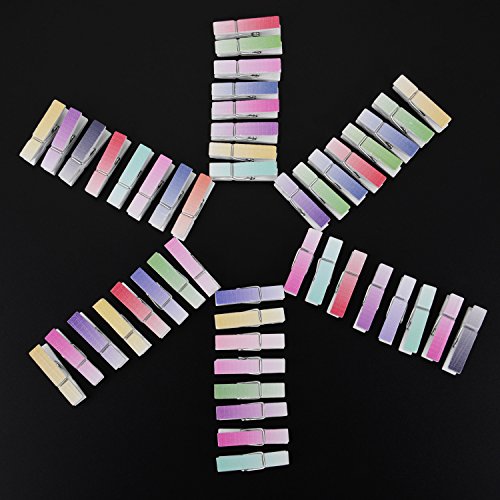 Blulu Mini Craft Pegs Holz Kleidungsklammern, Gemischte Farben, 100 Stück - 5