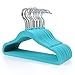 Produktbild SONGMICS Kleiderbügel, 20 Stück, für Kleinkinder/Babykleidung, mit Samt überzogen, Antirutsch, Haken um 360 Grad drehbar, platzsparend im Kleiderschrank, ohne scharfe Kanten, 30 cm, türkisblau CRF20Q