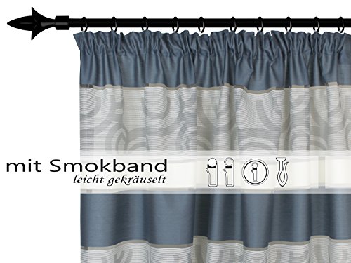halbtransparenter Vorhang Colorado von deko trends – Wohndekoration in elegantem Design – made in Germany – moderne Kreismusterung mit Struktureffekt – mit einer Stoffbreite von ca. 144 cm und einer Stoffhöhe von ca. 245 cm, blau - 5