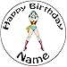 Produktbild Personalisierter Wonder Woman Zuckerguss Kuchen Topper / Kuchendekoration - 20 cm Großer Kreis - Jeder Name Und Jedes Alter