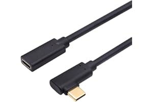 QiCheng&LYS USB-C 3.1 Stecker auf Buchse Verlängerungskabel, Gen 2 (10 Gbps) Geräte; Pass-Video, Daten, Audio über Stecker auf Buchse USB C Kabel Dock Connector Extender (0.3m Ellbogen)