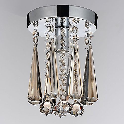Trioy Life Crystal Chrome Finish Ceiling Light Modern Lighting Lamp Drum Shape Metal Chandelier Round Drop Light Bulb 1 x E14 for Bar Hallway Lounge Bedroom (Bulb Not Included)