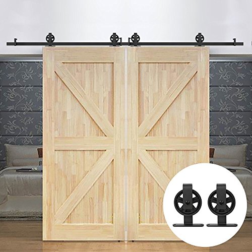 Billion T Shaped Style Big Spoke Wheel Design Roller Sliding Barn Door Hardware Kit For 16FT Double Door