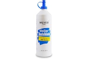 ‎MEYCO Meyco weißer Bastelkleber 500 g - trocknet transparent - ohne Lösungsmittel - für Textil, Holz, Filz, Papier - Universalkleber mit Dosierspitze