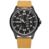 Adisaer Männeruhr Wasserdicht Wasserdicht Leder Armband Quarz Uhr Herrenuhr Multifunktional Gelb Outdoor Sportuhr Armbanduhr Automatikuhr