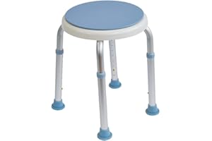 Aidapt Bath Stool with Rotating Seat Non-Slip Ferrules,8 Numbered Height Settings,Shower Chair,Elderly,Disabled,Pregnancy,Post Surgery,Rust Free Aluminium, Lightweight, Easy Assembly, White/Blue