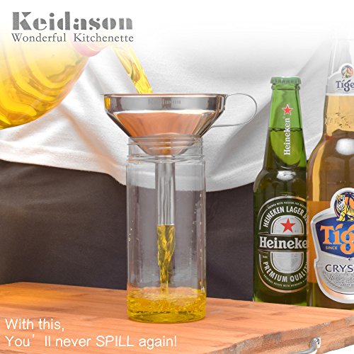 Keidason Edelstahl Küche Trichter mit Abnehmbarer Filter für den Transport von Flüssigkeiten & Fluid, Hinzufügen von Zutaten, Konfitüren und Marmeladen zu Lagerbehälter (10cm) - 5