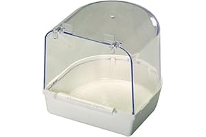 Moondown Farm Cage Bird Bath White Plastic for Finch, Canary, Budgie