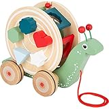 Small Foot 11734 Escargot à Tirer en Bois, Jouet de motricité pour l'apprentissage de la Marche pour Les Enfants à Parti Toys