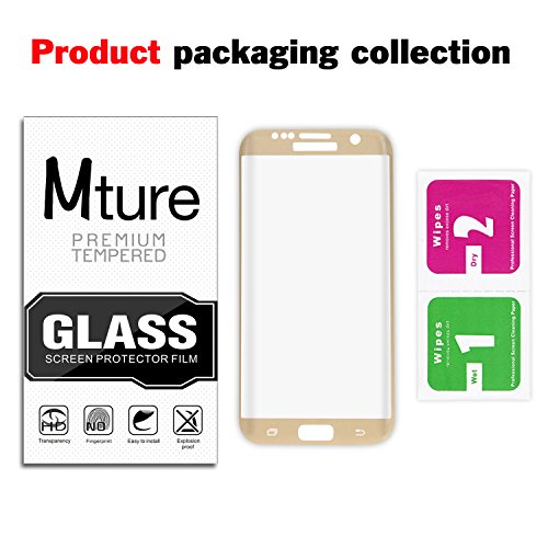 3D Full Coverage Screen Protector Galaxy S7 Edge Schutzfolie Mture Displayschutz Schutzglas für Galaxy S7 Edge 3D Touch kompatible Transparent Panzerglas Ultra Klar Film Stressfreie, Blasenfreie Installation, Anti-Fingerabdruck mit Härtegrad 9H Tempered Glass Hartglas LCD Displayschutzfolie für Samsung Galaxy S7 Edge (HD Clear) – Gold-1 Pack - 3