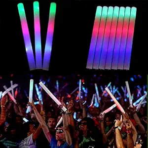 Velocity Toys 3 Modes Multi-Color 12 Pack of 18 inch Flashing Glow LED Foam Sticks Party Light DJ Wands Concert, Festivals, Birthdays, Supplies, Weddings, Give Aways