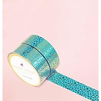 Smaragd in Linien Gold Foil Washi Tape for Planning • Planer und Organizer • Scrapbooking • Deko • Office • Party Supplies • Gift Wrapping • Colorful Decorative • Masking Tapes • DIY (15mm - 10 M)